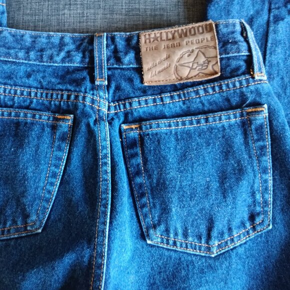 Vintage Hollywood High Rise Jeans 1990s Dark Wash Denim - Picture 8 of 8